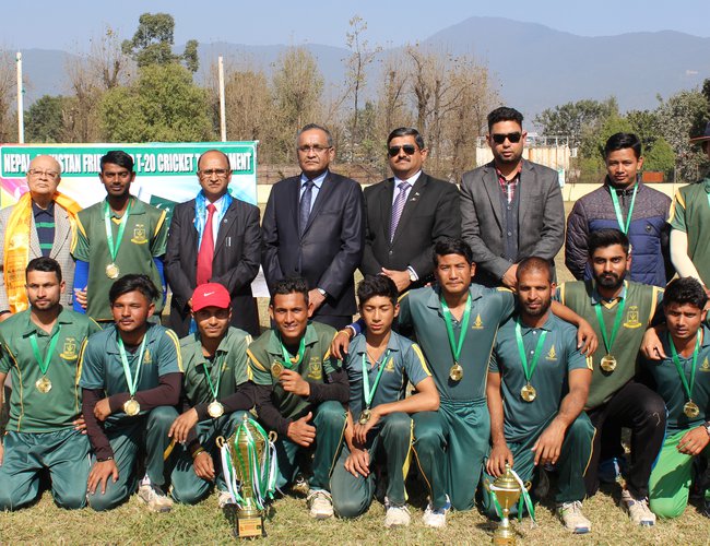 2-Nepal Pakistan Friendship T-20 cricket tournament 2017 ,Final Macth winning  KCTC  along with trophy.jpg