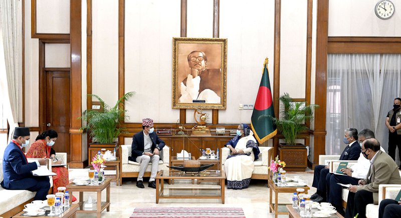 Ambassdor Bhandari call on PM of Bangladesh.JPG