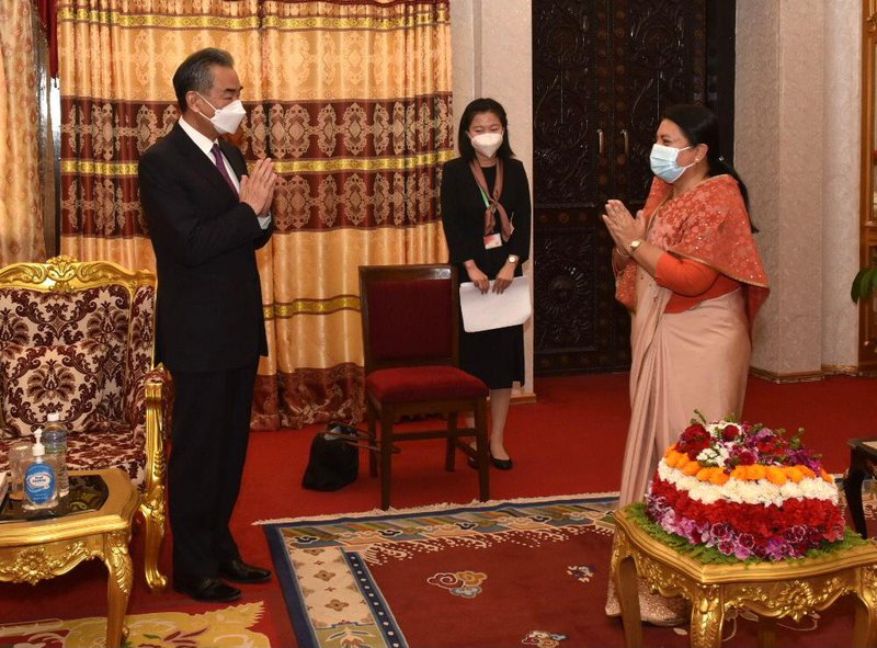 Chinese foreing minsiter with presiden Bhandari.jpg