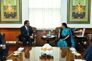 DPM Thapa Meets Indian External Affairs Minister Swaraj