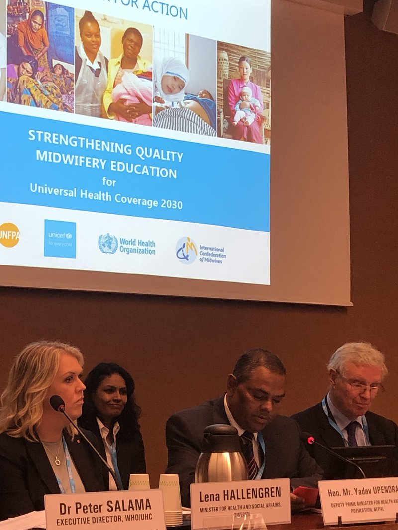 DPM addresses WHO side event on midwifery education, 20 May 2019.jpg