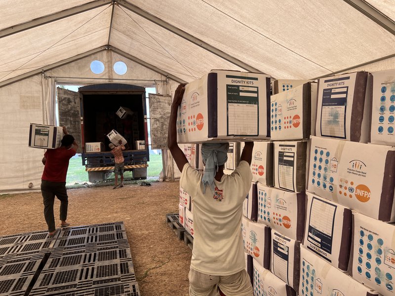Dispatching Dignity Kits from Humanitarian Staging Area for the distribution to flood affected women and girls in Bardiya and Kailali_Photo UNFPA_Prakash Luitel.jpg