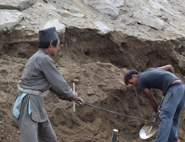 Gabion  Wall at the final stage in Ramche.JPG