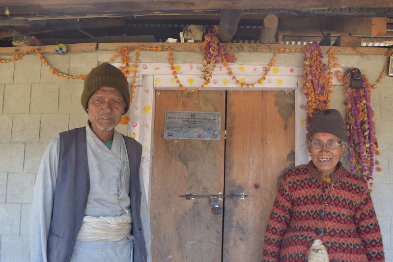 Jaya Prithivi Bahadur BK and Prhthvi Maya BK of Suri village at their newly built house.jpg