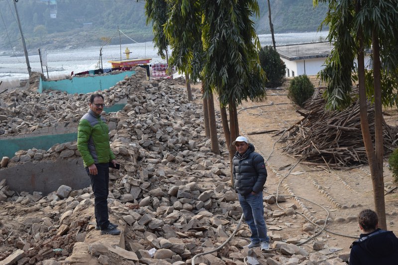 Mannandhar at school site in inspection .JPG