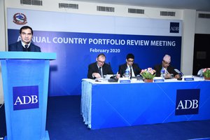 Mukhtor Khamudkhanov, ADB's Country Director for Nepal, giving his opening remarks at ADB's Country Portfolio Review Meeting held at Gokarna Forest Resort, Kathmandu on 17 Feb 2020.jpg