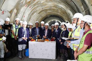 Nagdhunga Tunnel  breakthorugh by Minister.jpg