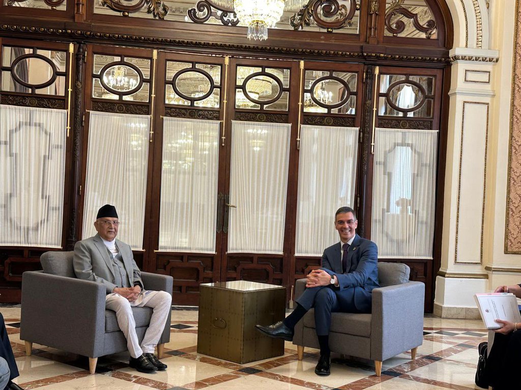 PM Oli Meets Spanish Prime Minister