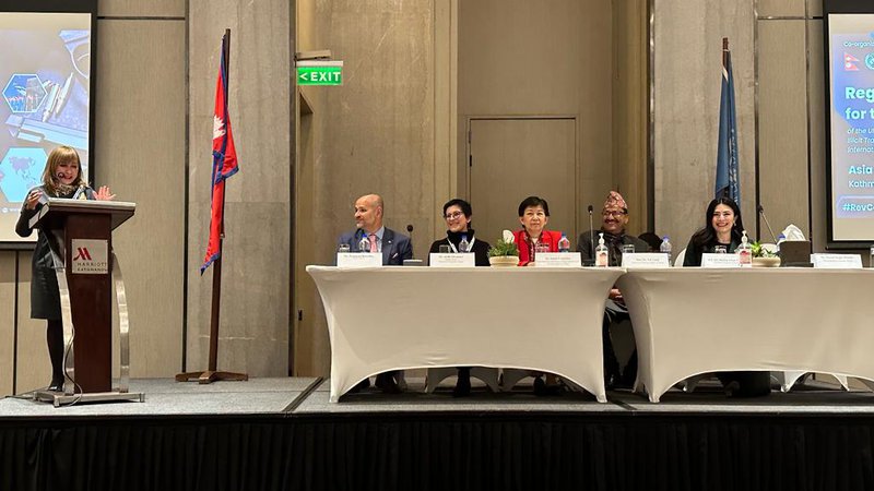 UN Resident Coordinator in Nepal Ms Hanaa Singer Hamdy speaking at the Asia Pacific Regional Preparatory Meeting on RevCon4 of the UNPoA on SALW in Kathmandu.jpg