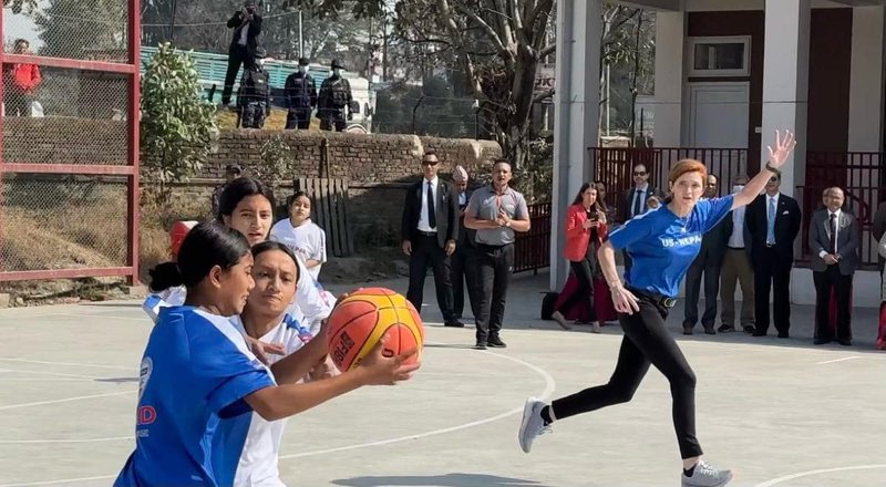 USAID&#x27;s administrator plahing basketball.jpg