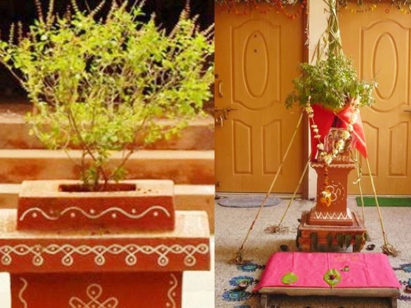 Beautiful tulsi vivah hindu festival banner design